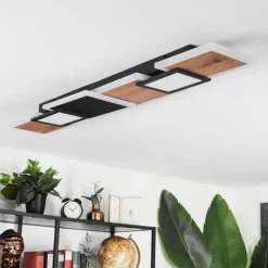 Lampes En Bois-hofstein Plafonnier Sourbarie LED Brun, Couleur bois, Noir, 1 lumière