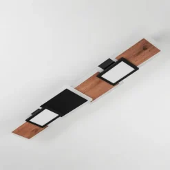 Lampes En Bois-hofstein Plafonnier Sourbarie LED Brun, Couleur bois, Noir, 1 lumière