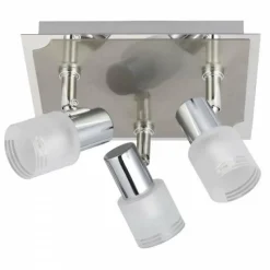 Luminaires Brilliant Plafonnier à spots Brilliant Leuchten Lea Chrome, Blanc, 3 lumières