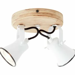 Luminaires Rustiques-Luminaires Brilliant Plafonnier à spots Brilliant Seed Bois foncé, Blanc, 2 lumières
