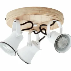 Luminaires Rustiques-Luminaires Brilliant Plafonnier à spots Brilliant Seed Bois foncé, Blanc, 3 lumières