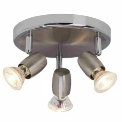 Luminaires Brilliant Plafonnier à spots rond Brilliant Wesley LED Chrome, 3 lumières* Éclairage Led