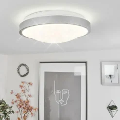 hofstein Plafonnier Subles LED Argenté, Blanc, 1 lumière, Détecteur de mouvement