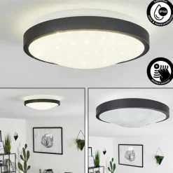 hofstein Plafonnier Subles LED Noir, Blanc, 1 lumière, Détecteur de mouvement
