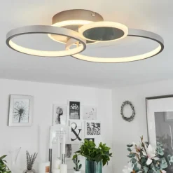 hofstein Plafonnier Tagsdorff LED Chrome, Nickel mat, 1 lumière