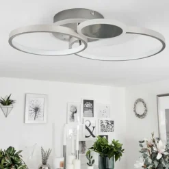 hofstein Plafonnier Tagsdorff LED Chrome, Nickel mat, 1 lumière