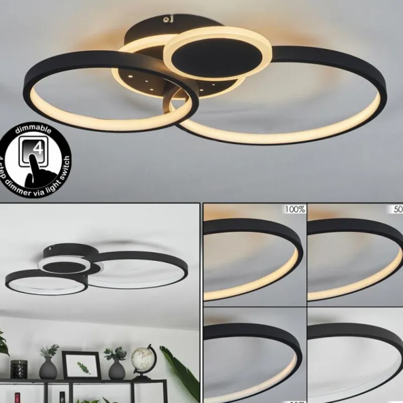 hofstein Plafonnier Tagsdorff LED Noir, Blanc, 1 lumière