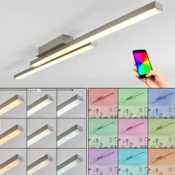 hofstein Plafonnier Tamizat LED Nickel mat, 2 lumières, Changeur de couleurs