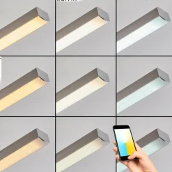 hofstein Plafonnier Tamizat LED Nickel mat, 2 lumières, Changeur de couleurs