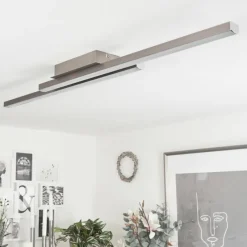 hofstein Plafonnier Tamizat LED Nickel mat, 2 lumières, Changeur de couleurs