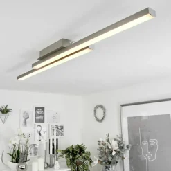 hofstein Plafonnier Tamizat LED Nickel mat, 2 lumières, Changeur de couleurs