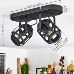 Luminaires Scandinaves-hofstein Plafonnier Teheran Noir, 2 lumières