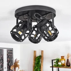 Luminaires Scandinaves-hofstein Plafonnier Teheran Noir, 3 lumières