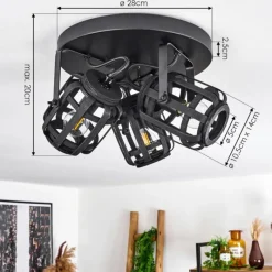 Luminaires Scandinaves-hofstein Plafonnier Teheran Noir, 3 lumières