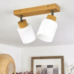 Luminaires Scandinaves-hofstein Plafonnier Tercier Argent Oxydé, Écru, 2 lumières