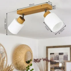 Luminaires Scandinaves-hofstein Plafonnier Tercier Argent Oxydé, Écru, 2 lumières