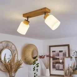 Luminaires Scandinaves-hofstein Plafonnier Tercier Argent Oxydé, Écru, 2 lumières