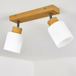 Luminaires Scandinaves-hofstein Plafonnier Tercier Argent Oxydé, Écru, 2 lumières