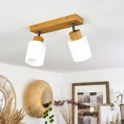 Luminaires Scandinaves-hofstein Plafonnier Tercier Argent Oxydé, Écru, 2 lumières