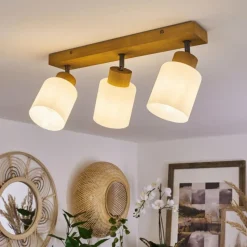 Luminaires Scandinaves-hofstein Plafonnier Tercier Argent Oxydé, Écru, 3 lumières