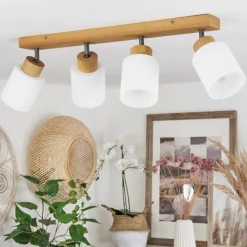 Luminaires Scandinaves-hofstein Plafonnier Tercier Argent Oxydé, Écru, 4 lumières