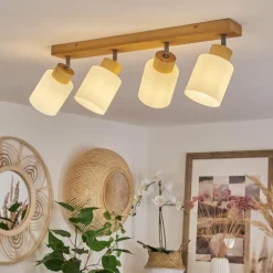 Luminaires Scandinaves-hofstein Plafonnier Tercier Argent Oxydé, Écru, 4 lumières