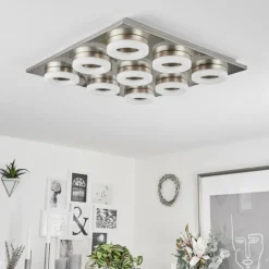 hofstein Plafonnier Thiernu LED Nickel mat, 1 lumière