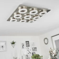 hofstein Plafonnier Thiernu LED Nickel mat, 1 lumière