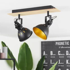 Lampes Dorées-hofstein Plafonnier Tina Bois clair, Noir, 2 lumières