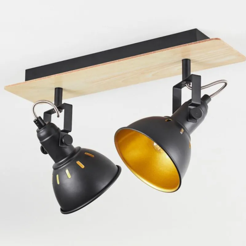 Lampes Dorées-hofstein Plafonnier Tina Bois clair, Noir, 2 lumières