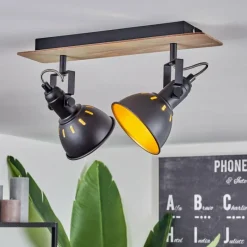 Lampes Dorées-hofstein Plafonnier Tina Bois clair, Noir, 2 lumières