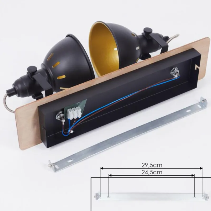 Lampes Dorées-hofstein Plafonnier Tina Bois foncé, Écru, Noir, 2 lumières