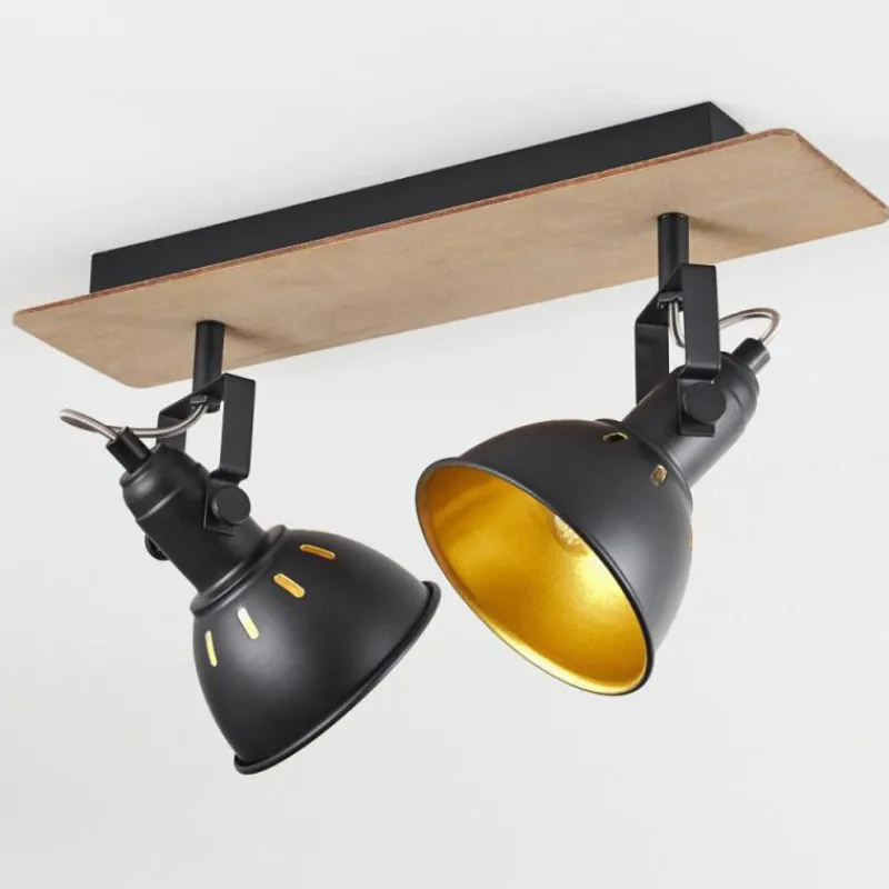 Lampes Dorées-hofstein Plafonnier Tina Bois foncé, Écru, Noir, 2 lumières
