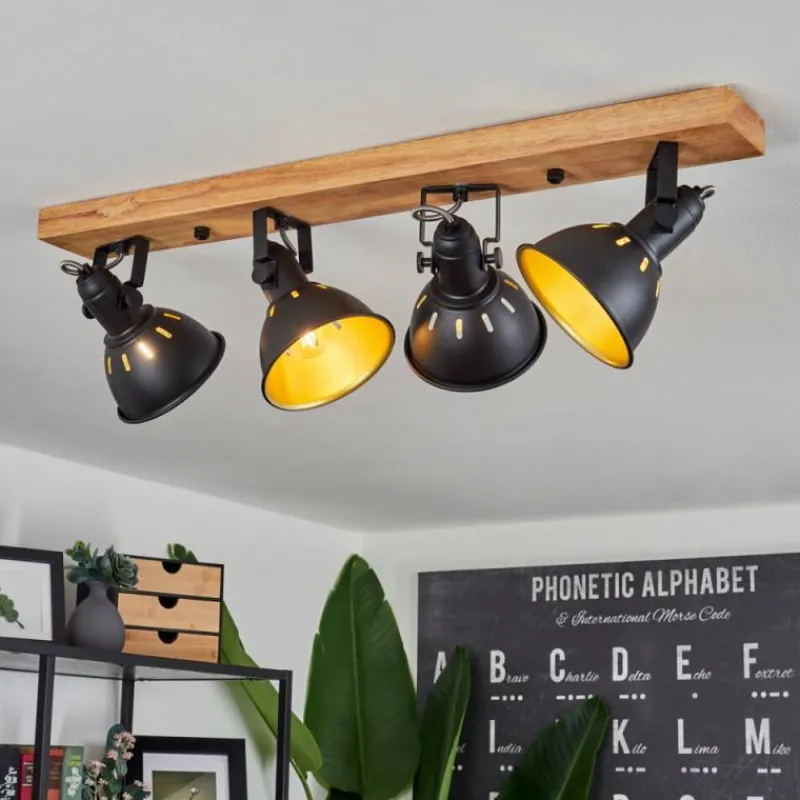 Lampes Dorées-hofstein Plafonnier Tina Brun, Noir, 4 lumières