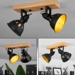 Lampes Dorées-hofstein Plafonnier Tina Brun, Noir, 2 lumières