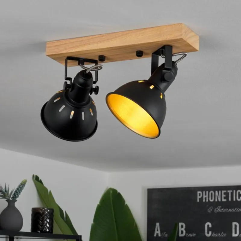 Lampes Dorées-hofstein Plafonnier Tina Brun, Noir, 2 lumières