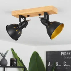 Lampes Dorées-hofstein Plafonnier Tina Brun, Noir, 2 lumières