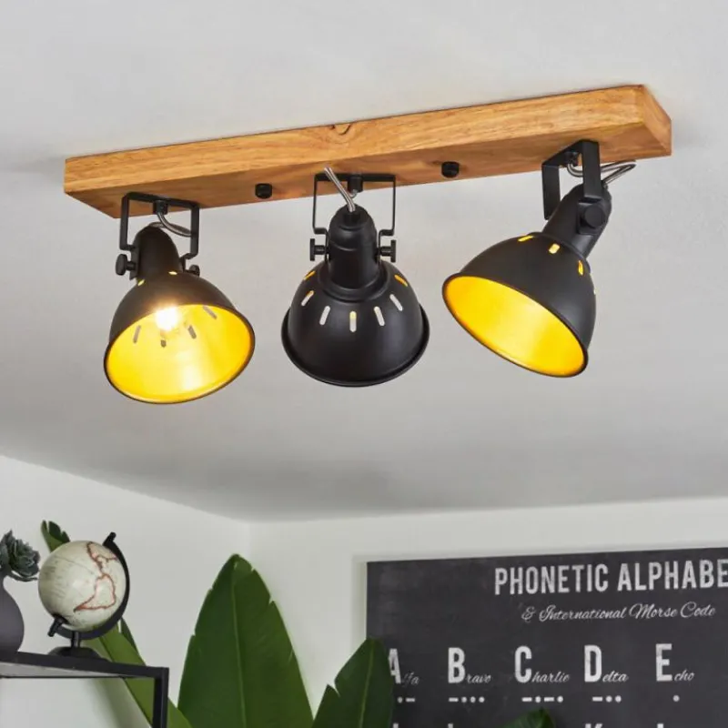 Lampes Dorées-hofstein Plafonnier Tina Brun, Noir, 3 lumières