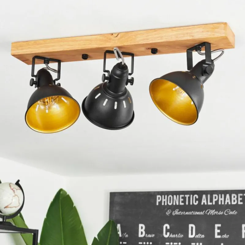 Lampes Dorées-hofstein Plafonnier Tina Brun, Noir, 3 lumières