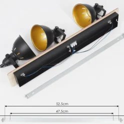 Lampes Dorées-hofstein Plafonnier Tina Chrome, Bois clair, Noir, 3 lumières