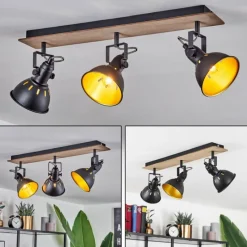 Lampes Dorées-hofstein Plafonnier Tina Chrome, Bois foncé, Noir, 3 lumières