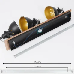 Lampes Dorées-hofstein Plafonnier Tina Chrome, Bois foncé, Noir, 3 lumières