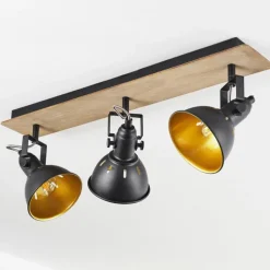 Lampes Dorées-hofstein Plafonnier Tina Chrome, Bois foncé, Noir, 3 lumières
