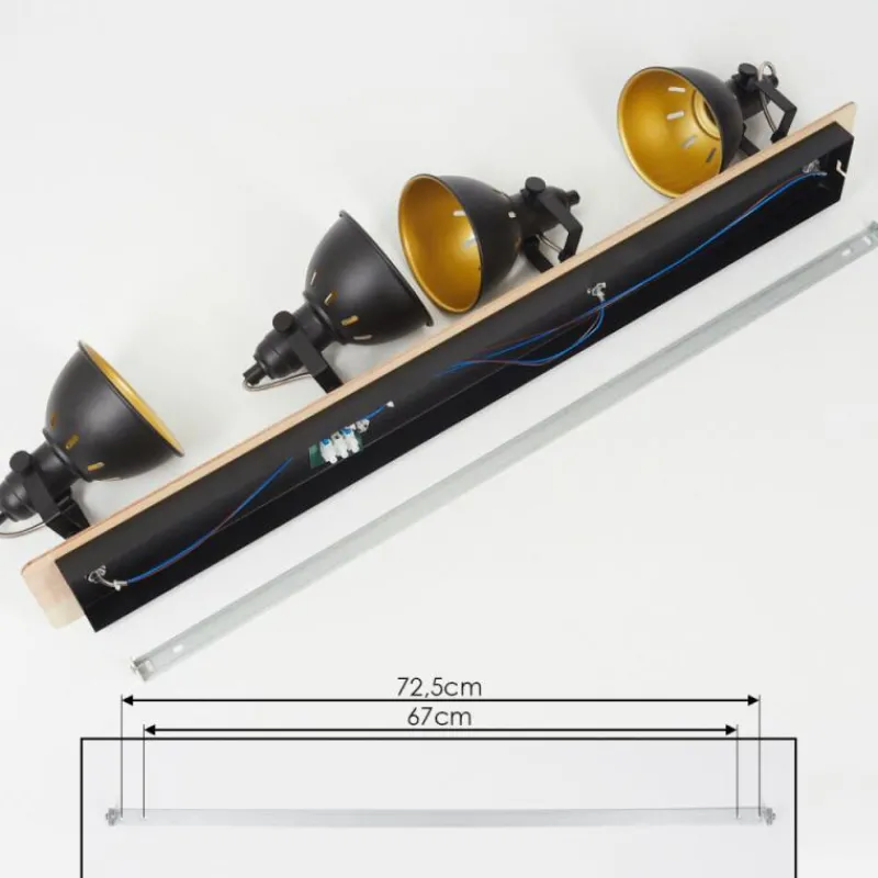 Lampes Dorées-hofstein Plafonnier Tina Chrome, Bois clair, Noir, 4 lumières