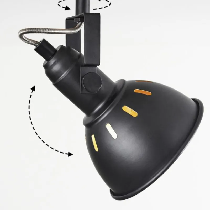 Lampes Dorées-hofstein Plafonnier Tina Chrome, Bois clair, Noir, 4 lumières