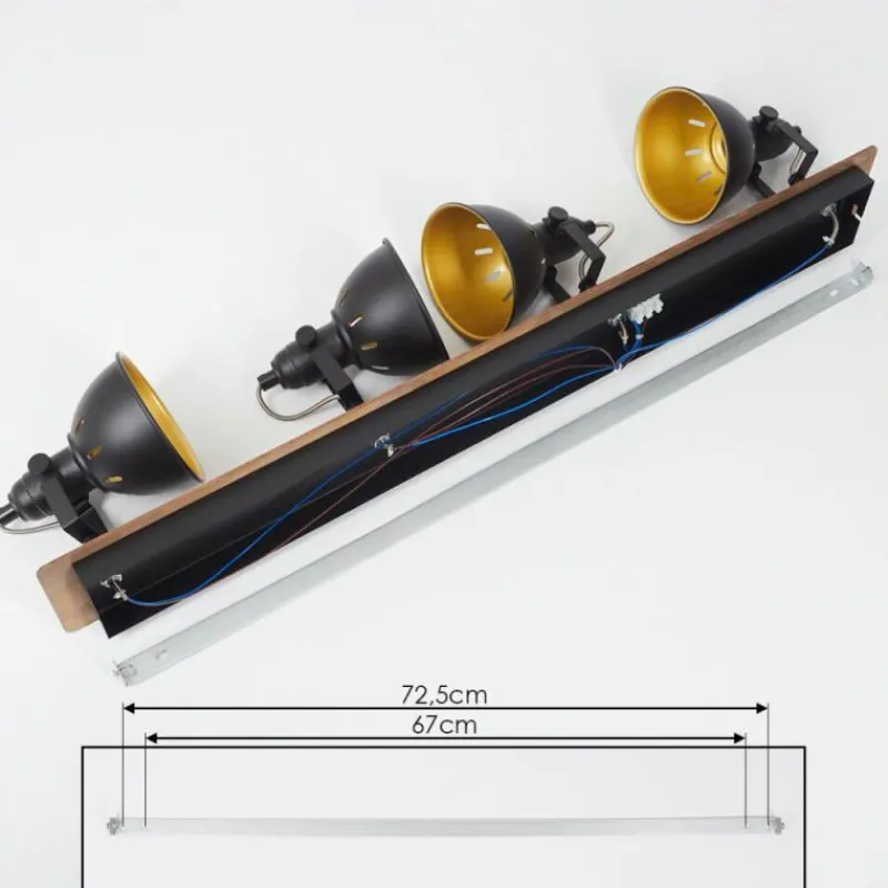 Lampes Dorées-hofstein Plafonnier Tina Chrome, Bois foncé, Noir, 4 lumières