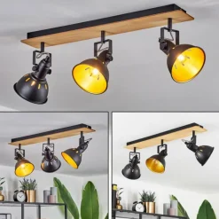 Lampes Dorées-hofstein Plafonnier Tina Chrome, Écru, Noir, 3 lumières