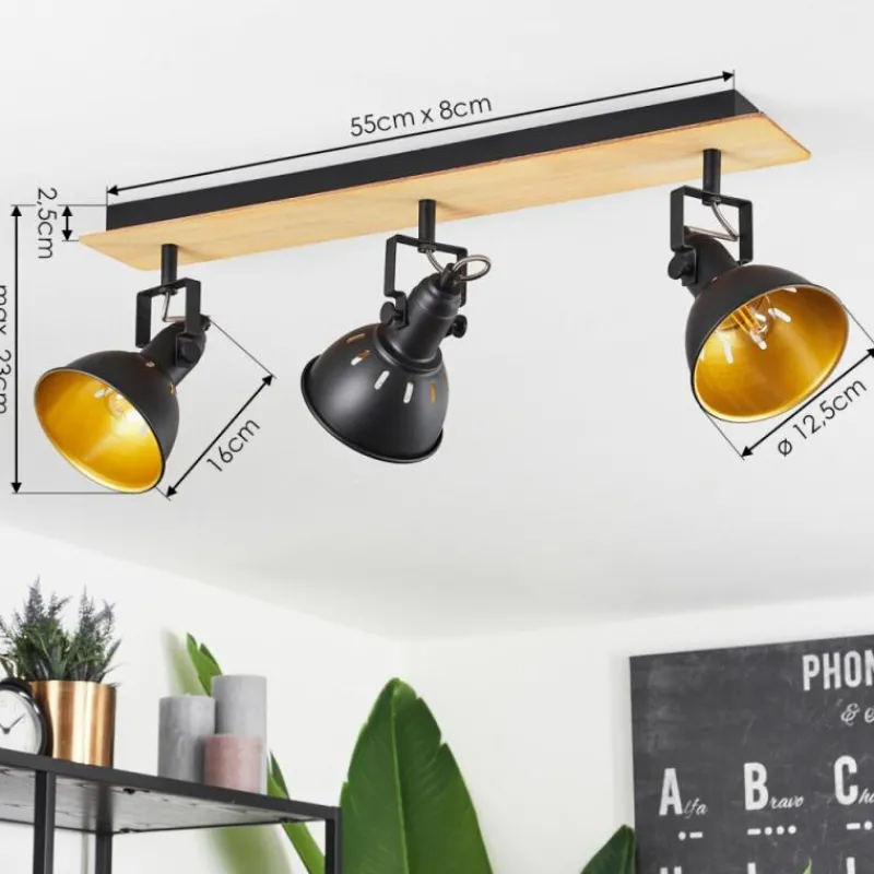 Lampes Dorées-hofstein Plafonnier Tina Chrome, Écru, Noir, 3 lumières