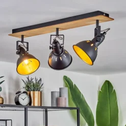 Lampes Dorées-hofstein Plafonnier Tina Chrome, Écru, Noir, 3 lumières