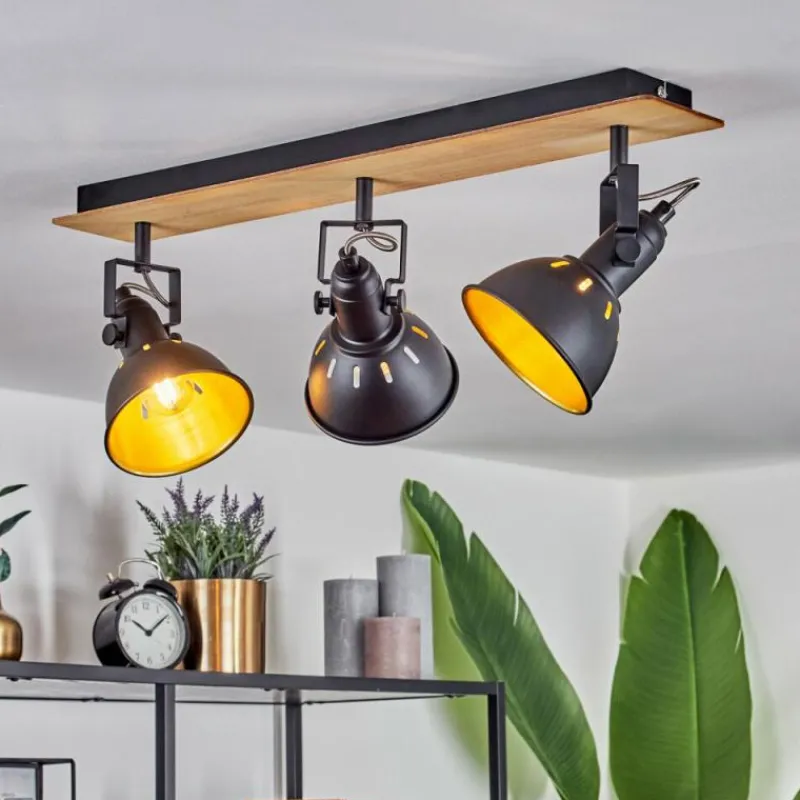 Lampes Dorées-hofstein Plafonnier Tina Chrome, Écru, Noir, 3 lumières